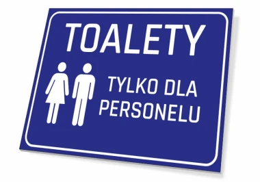 Staff Only Restroom Sign - Graphic Design. Blue background with white male and female symbols and text.