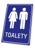 Toilet Sign T231 - Graphic design featuring male and female icons on a blue background.