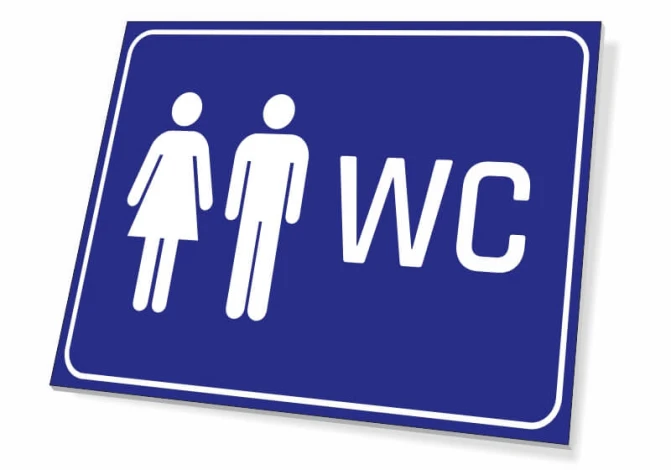 WC Sign T235 - Graphic design featuring male and female icons next to the WC label.