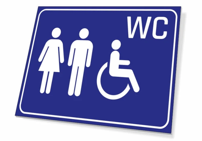 Stylish WC sign T236 in a modern design, perfect for any public space, available in color.