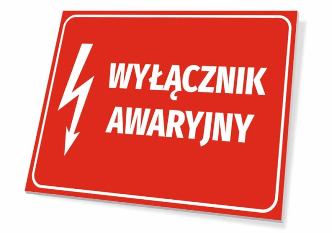 Emergency Switch Sign T241 - Graphic design with red background, white text, and lightning bolt symbol.
