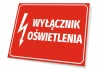 Light switch plate - Graphic design. Red background with white text and lightning bolt symbol.