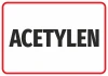 Acetylene sticker - Graphic design with large black letters on a white background, surrounded by a red border.