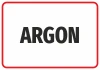 Argon sticker - Graphic design with large ARGON letters on a white background with a red border.