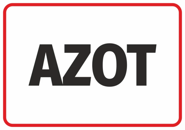 Nitrogen sticker - Graphic design with large black letters on a white background, framed in red.
