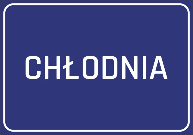 Refrigerator Sticker - Graphic design. Blue background with white text "REFRIGERATOR" in simple letters.