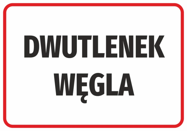 CO2 Sticker - Graphic Design. Simple graphic with large black letters on a white background. Red border.