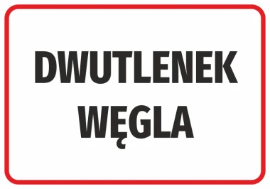 CO2 Sticker - Graphic Design. Simple graphic with large black letters on a white background. Red border.
