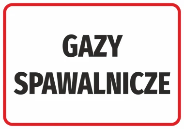 Welding gases sticker - Graphic design. Large black letters on a white background with a red border.