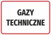 Technical Gas Sticker - Graphic Design. Large black text on a white background with a red border.