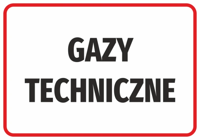 Technical Gas Sticker - Graphic Design. Large black text on a white background with a red border.
