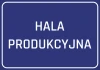 Production Hall Sticker - Graphic design. Simple rectangle with a blue background and white text.