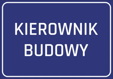 Construction Manager Sticker - Rectangular design with white text on a blue background.