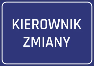 Shift Manager Sticker - Graphic design. Simple rectangle with a navy background and white text.