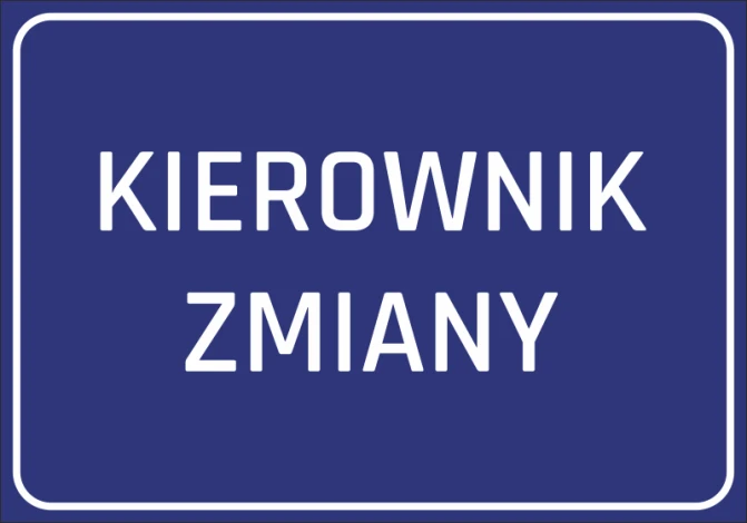 Shift Manager Sticker - Graphic design. Simple rectangle with a navy background and white text.