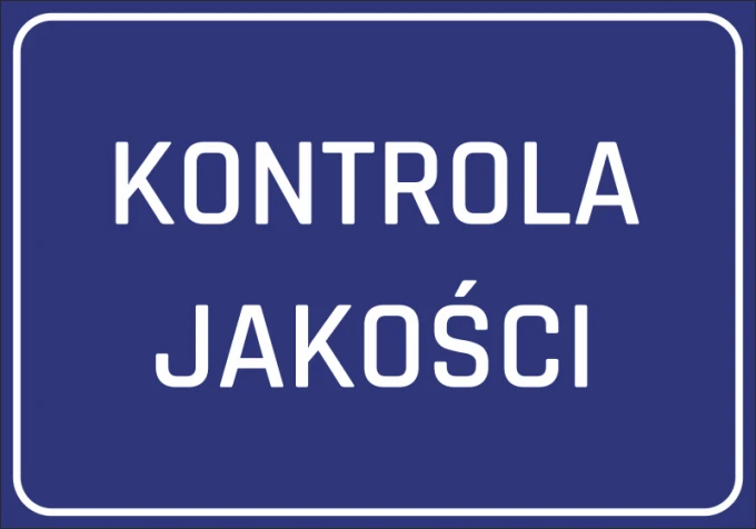 Quality Control Sticker - Graphic design. Blue background with white text "QUALITY CONTROL".