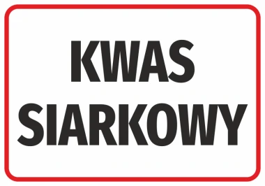Sulfuric Acid Sticker - Graphic design. Red rectangle with white background and large black text.