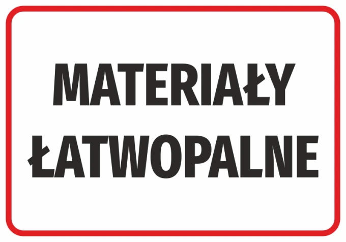 Flammable Materials Sticker - Graphic Design. Black text on a white background with a red border.