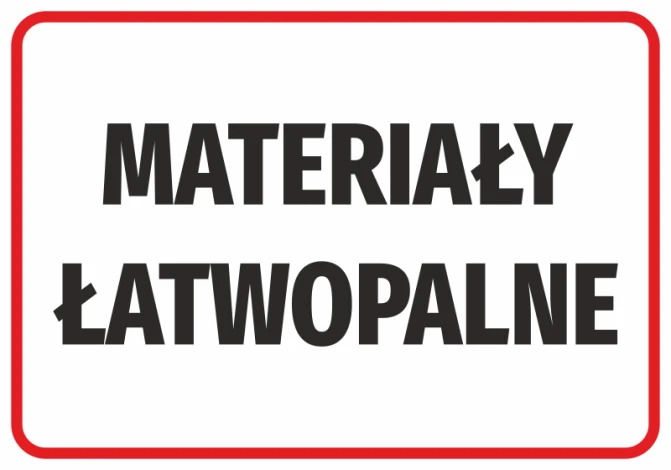 Flammable Materials Sticker - Graphic Design. Black text on a white background with a red border.