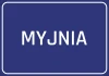 Car Wash Sticker - Simple rectangular design with white text MYJNIA on a blue background.