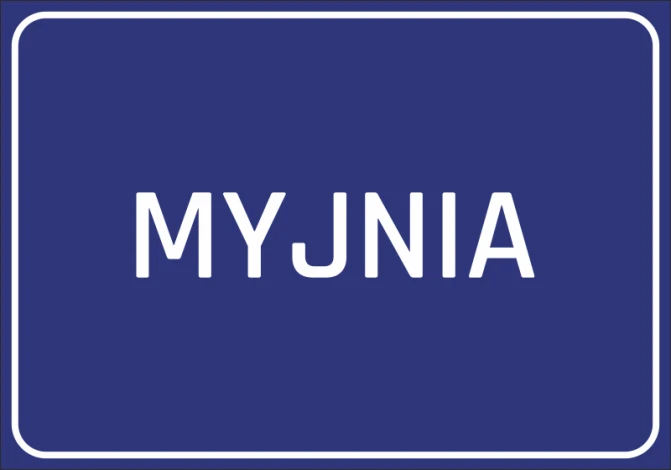 Car Wash Sticker - Simple rectangular design with white text MYJNIA on a blue background.
