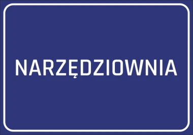 Tool Room Sticker - Graphic design. Blue background with white text "TOOL ROOM".
