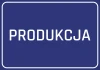 Production sticker - Graphic design. Blue background with large white text reading PRODUCTION.