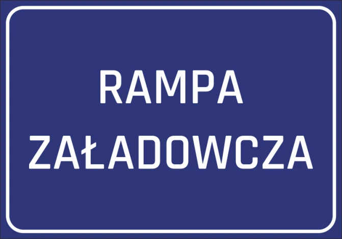 Loading ramp sticker - Graphic design. Simple blue rectangle with white text.