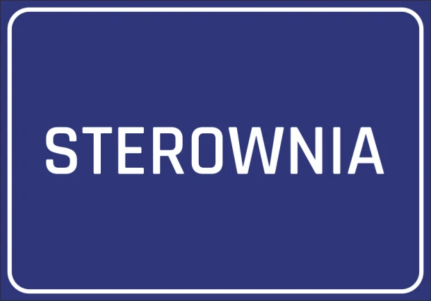 Control Sticker - Graphic design. Simple rectangular shape with white text on a blue background.