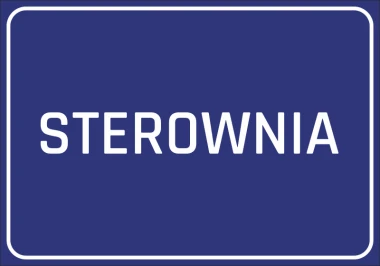 Control Sticker - Graphic design. Simple rectangular shape with white text on a blue background.