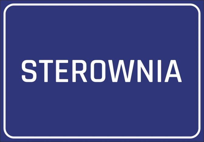 Control Sticker - Graphic design. Simple rectangular shape with white text on a blue background.