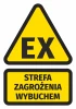 Explosion hazard sticker N268 - Graphic design. Triangle with EX text and rectangle with HAZARD ZONE text.