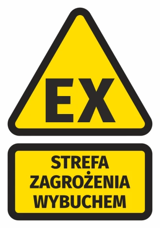 Explosion hazard sticker N268 - Graphic design. Triangle with EX text and rectangle with HAZARD ZONE text.