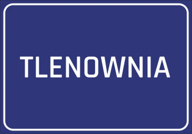 Oxygenation sticker - Graphic design with a bold TLENOWNIA text on a solid dark blue background.