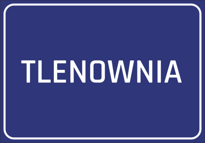 Oxygenation sticker - Graphic design with a bold TLENOWNIA text on a solid dark blue background.