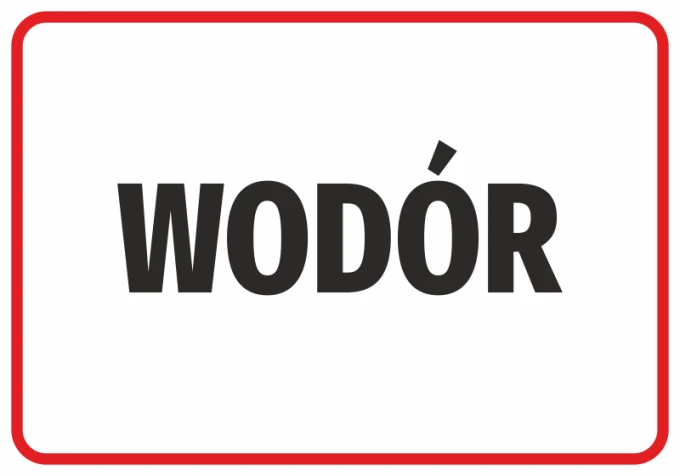 Hydrogen Sticker - Graphic design with large black text "HYDROGEN" on a white background with a red border.