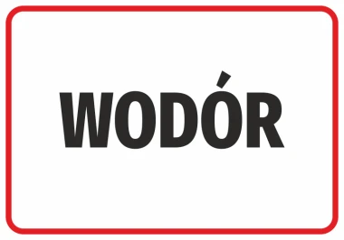 Hydrogen Sticker - Graphic design with large black text "HYDROGEN" on a white background with a red border.