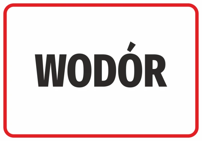 Hydrogen Sticker - Graphic design with large black text "HYDROGEN" on a white background with a red border.