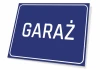 Garage Sign - Graphic Design. Simple rectangular sign with white text GARAGE on a blue background.