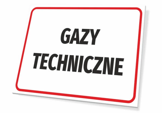 Technical gases sign - Simple rectangular shape with large black text on a white background, surrounded by a border.