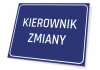 Shift Manager Sign - Graphic design. Simple rectangular shape in navy blue with white text.