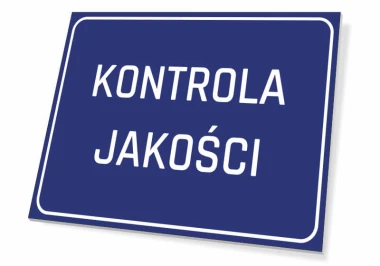 Quality Control Sign - Graphic Design. Simple rectangular sign with a blue background and white text.