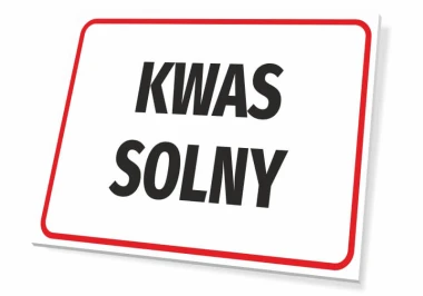 Hydrochloric Acid Sign - Simple rectangle with a white background, bold black text, and red border.