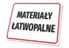 Flammable Materials Sign - Rectangular sign with a white background, red border, and black text.