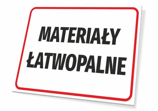 Flammable Materials Sign - Rectangular sign with a white background, red border, and black text.