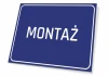 Mounting Plate - Graphic Design. Simple rectangular plate with a blue background and white text "MONTAGE".