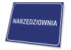 Tool Room Sign - Graphic design. Rectangular sign with a blue background and white text.