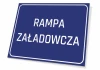 Loading ramp sign - Graphic design. Simple rectangular sign with white text on a blue background.