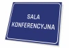 Conference Room Sign - Graphic Design. Rectangular sign with a blue background and white text.