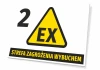 Explosion hazard sign T267 - Graphic design. Yellow triangular shape with black text.